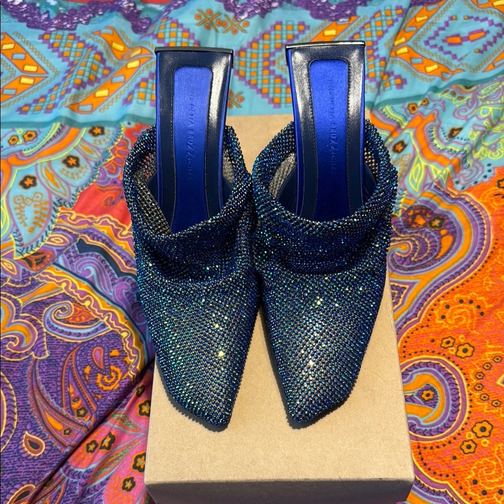 Dazzling Blue Beaded Women's Mules